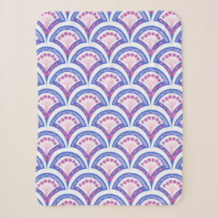 blue floral damask pattern sherpa blanket