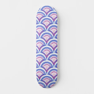 blue floral damask pattern skateboard