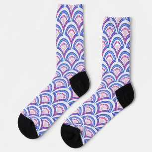blue floral damask pattern  socks