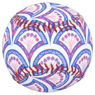 blue floral damask pattern  softball