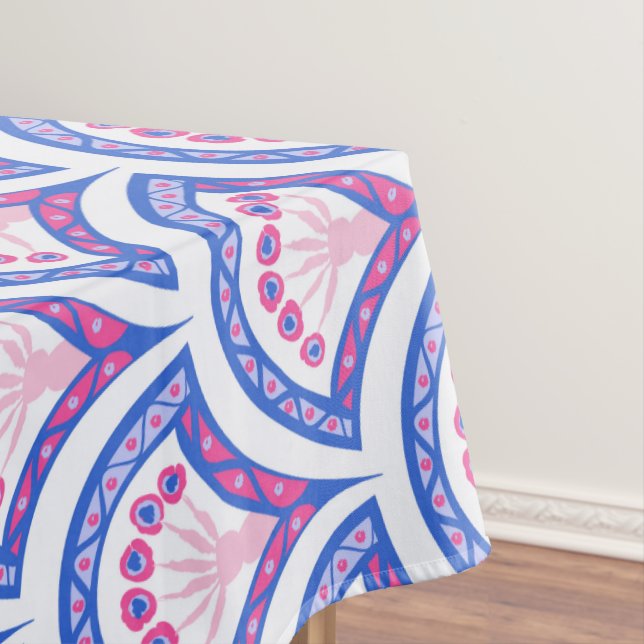 blue floral damask pattern  tablecloth (In Situ)