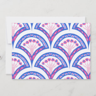 blue floral damask pattern thank you card