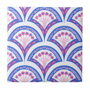 blue floral damask pattern tile