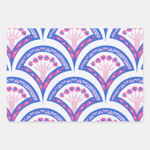 blue floral damask pattern  wrapping paper sheet