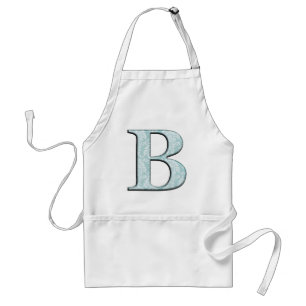 Blue Floral Damask Print B monogram initials Standard Apron