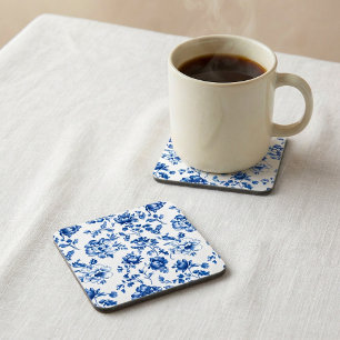 Blue Floral delftware vintage style botanical Coaster