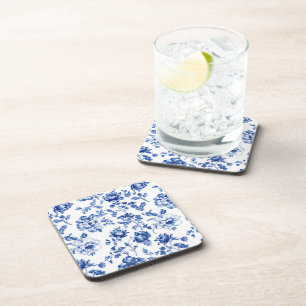 Blue Floral delftware vintage style botanical Coaster