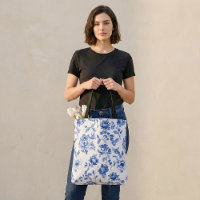 Blue Floral delftware vintage style botanical
