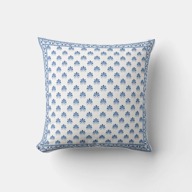 Blue Floral design Cushion (Front)