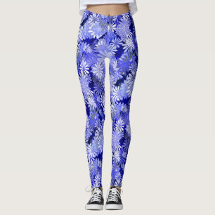 Blue Floral Design Leggings