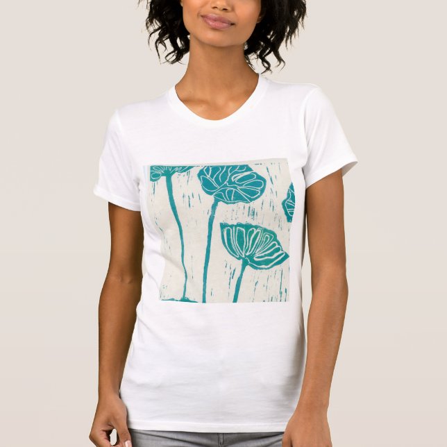 blue floral design on T shirt (Front)