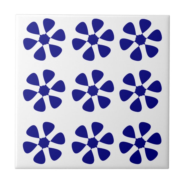 Blue Floral Design Tile (Front)