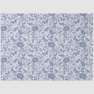 Blue floral design with birds and butterflies tissue paper