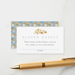 Blue Floral Diaper Raffle Card Vintage Pram Suite