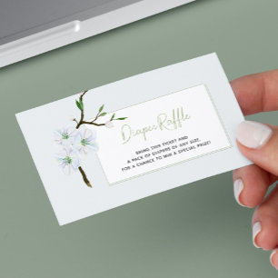 Blue floral diaper raffle ticket boy baby shower enclosure card