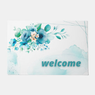 BLUE FLORAL DOORMAT