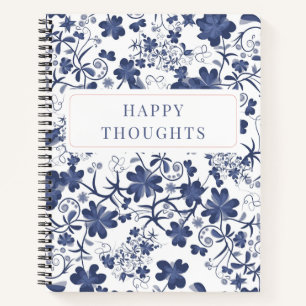 Blue Floral Double Sided Thoughts Journal Notebook