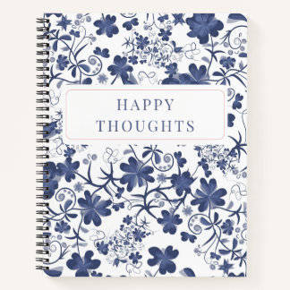 Blue Floral Double Sided Thoughts Journal Notebook