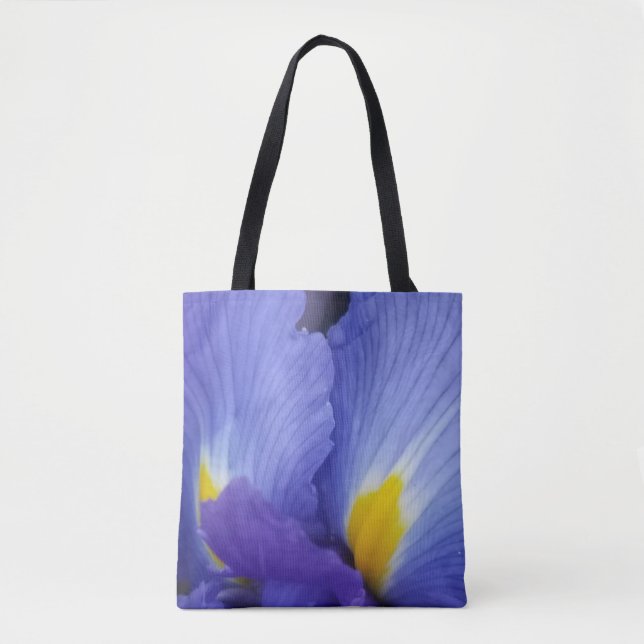 Blue Floral Dramatic Iris Flower Tote Bag (Front)