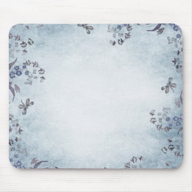 Blue Floral Dreams Mouse Mat (Front)