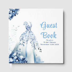 Blue Floral Dress Bridal Shower Guest Book