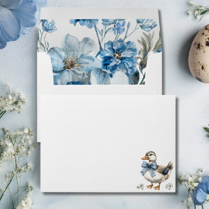 Blue Floral Duck Envelope