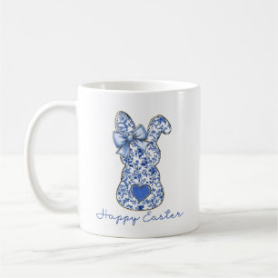Blue Floral Easter Bunny Coquette Coffee Mug