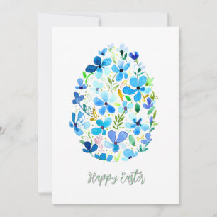Blue floral Easter egg Invitation