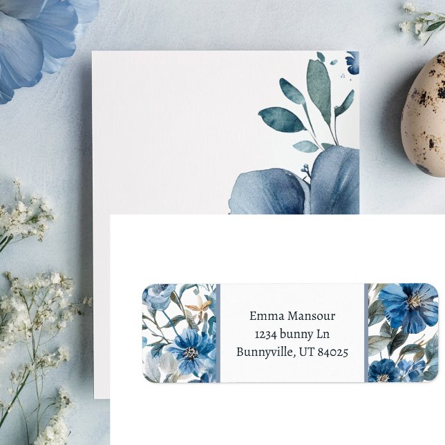 Blue Floral Easter Return Address (Creator Uploaded)