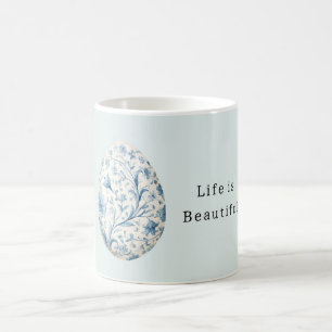 Blue Floral Egg Coffee Mug