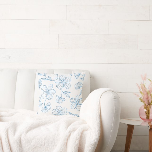 Blue Floral Elegance Pattern Cushion (Couch)