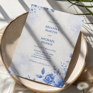 Blue Floral Elegant Watercolor Invitation