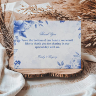 Blue Floral Elegant Watercolor Thank You Card
