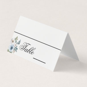 Blue Floral Elegant Wedding Name Place Cards