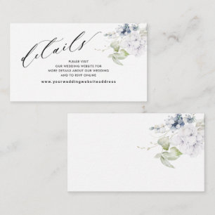 Blue Floral Elegant Wedding Website /Details Enclo Enclosure Card