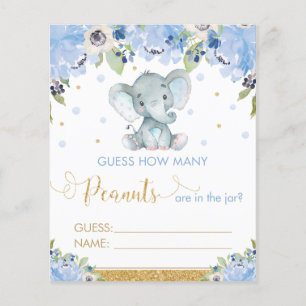 Blue Floral Elephant Guess How Many Peanuts Game
