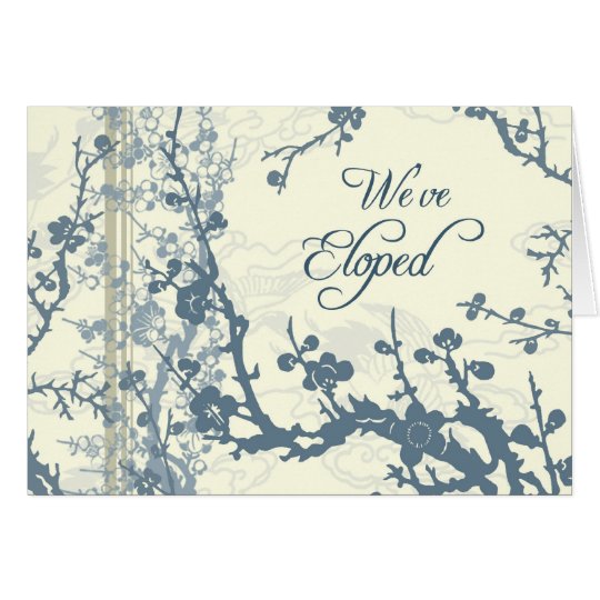 Blue Floral Elopement Announcement Card
