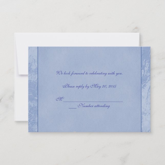 Blue Floral Embossed RSVP Invitation (Front)
