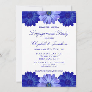 Blue Floral Engagement Party Invitation