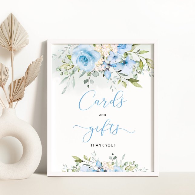 Blue floral eucalyptus cards and gifts poster (Creator Uploaded)