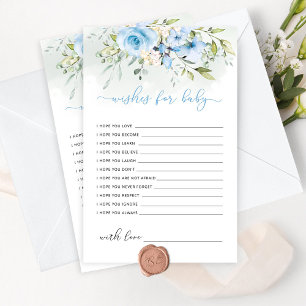 Blue floral Eucalyptus greenery wishes for baby