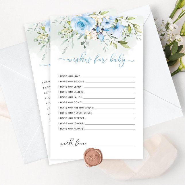 Blue floral Eucalyptus greenery wishes for baby (Creator Uploaded)