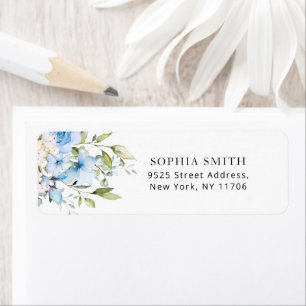 Blue floral eucalyptus return Address