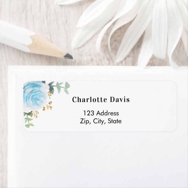 Blue floral eucalyptus white return address (Insitu)