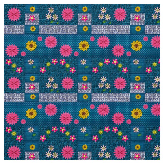 Blue Floral  Fabric (Swatch)