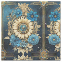 Blue Floral Fabric Seamless Pattern For Sewing