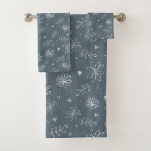 Blue Floral Farmhouse Cottage Design Towel