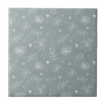 Blue Floral Farmhouse Simple Ceramic Tile<br><div class="desc">Simple country blue background with hand drawn white flowers and leaves give this ceramic tile a farmhouse style.  100% customer satisfaction with "Zazzle" every day.</div>