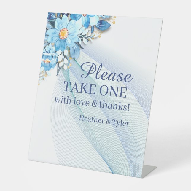 Blue Floral Favour Sign (Front)