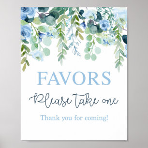 Blue floral Favours sign